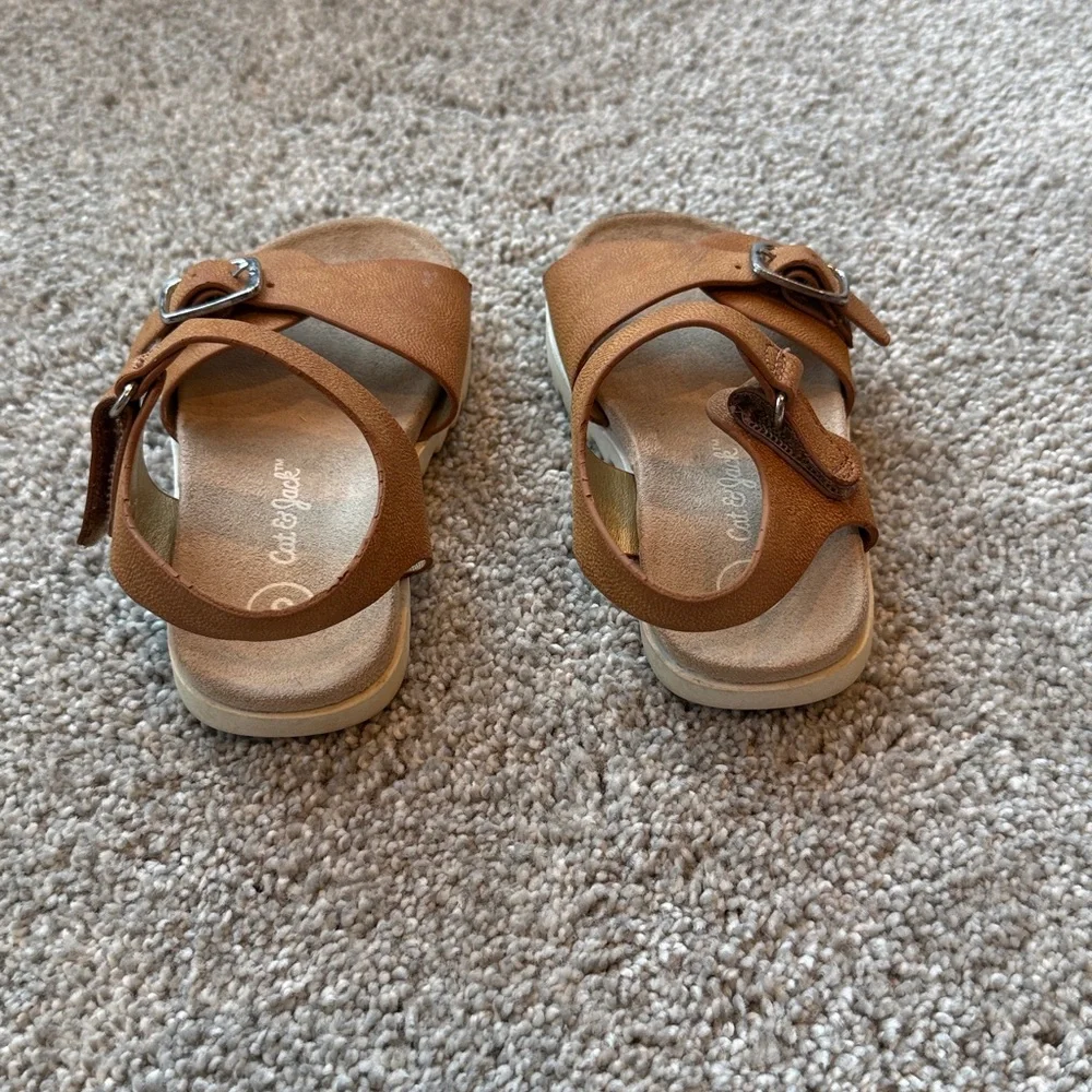 Cat & Jack- Toddler Girls' Shaelyn Sandals, size 5 Hook & Loop Contoured Footbed